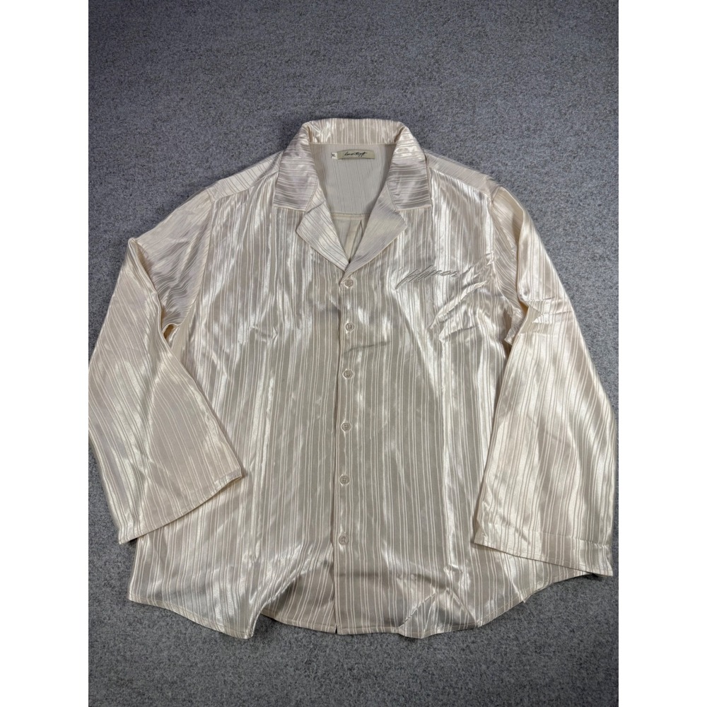 Honor The Gift Oversized Button Down Shirt Cream Pleated Satin WHTG250130 XL